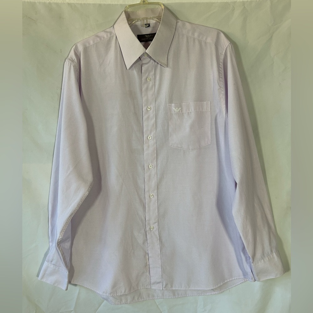GIORGIO ARMANI LE COLLEZIONI LIGHT PURPLE PINK STRIPED DRESS SHIRT MENS 42